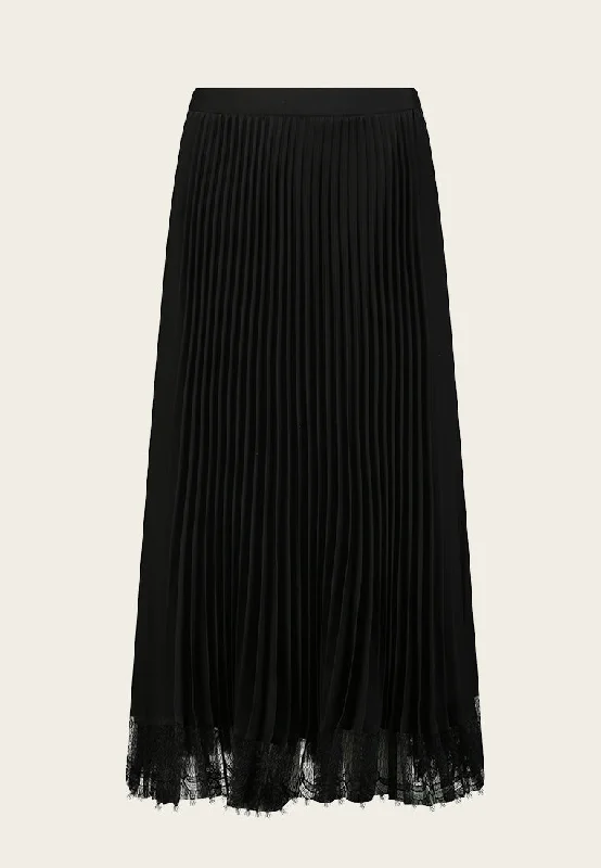 Jolie Black Lace Pleated Skirt