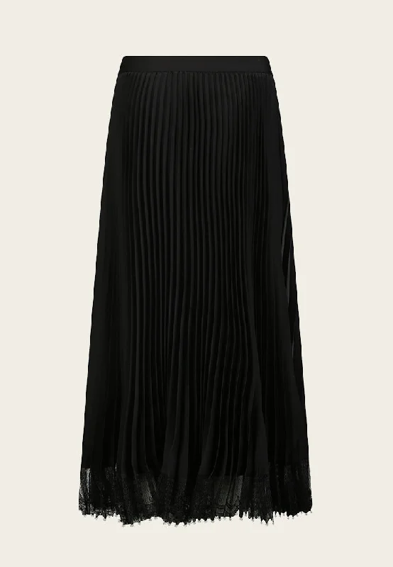 Jolie Black Lace Pleated Skirt