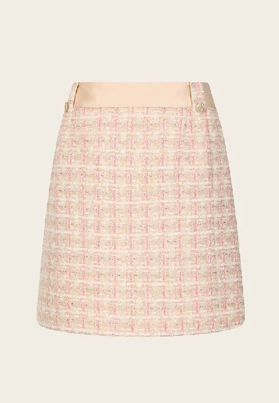 Beige Pink Tweed A-line Skirt