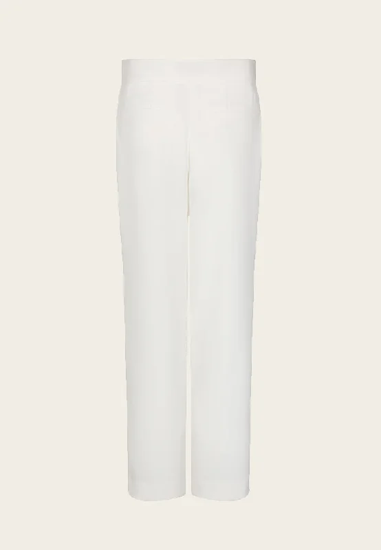 White Straight-Leg Ankle-Length Pants