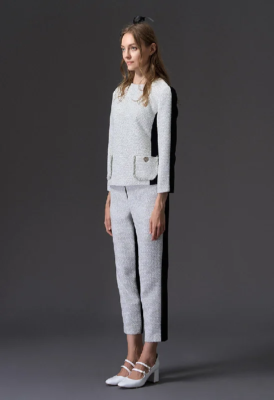 Patchwork Silver Tweed Trousers