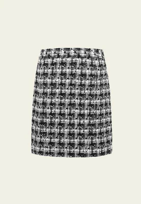 Tweed Plaid Pattern Slit Skirt