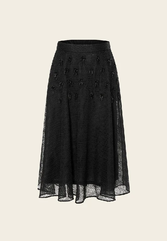 Lace Mesh Bead Detail Skirt