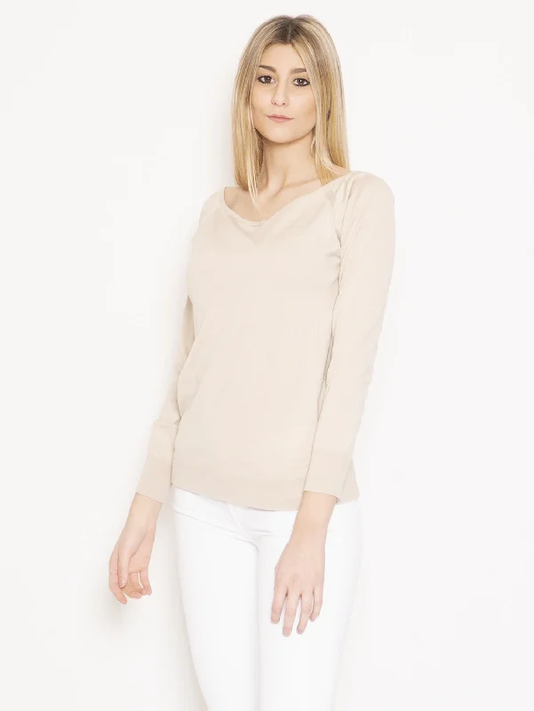 Maglia con Spalle Scoperte Beige