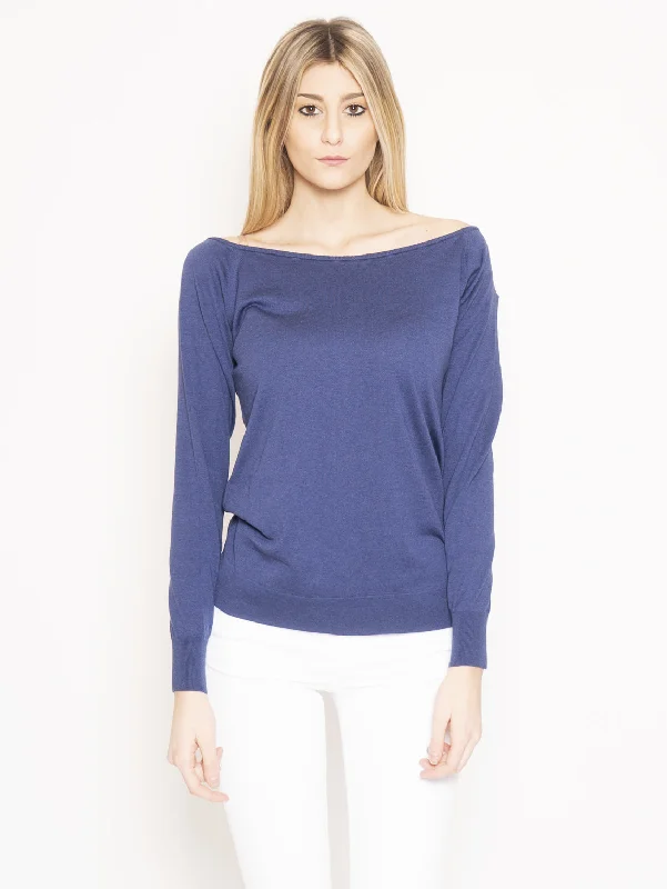 Maglia con Spalle Scoperte Blu