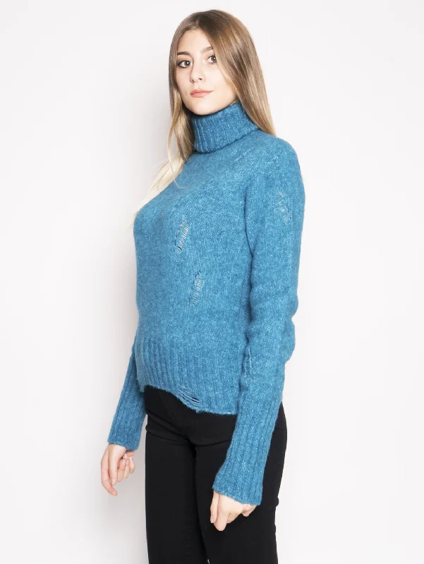 Maglione con Effetto Used Blu