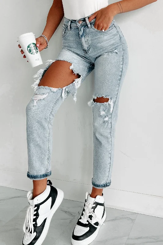 Bonita High Rise Distressed Boyfriend Jeans (Light)