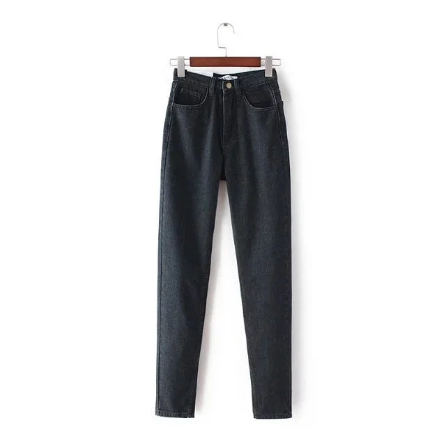 Denim retro waisted jeans women