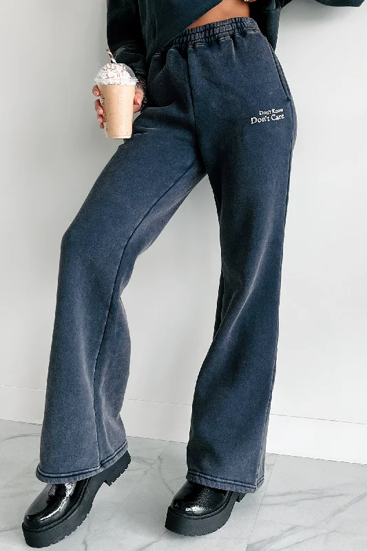 ""Don't Know, Don't Care"" Acid Wash Sweatpants (Navy)