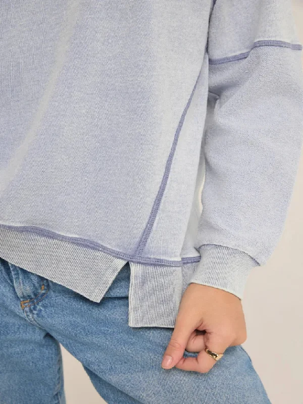 Z Supply Easy V-Neck Knit Denim Sweatshirt