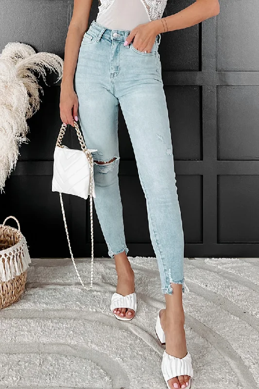 Elio High Rise Distressed Cello Skinny Jeans (Light Denim)