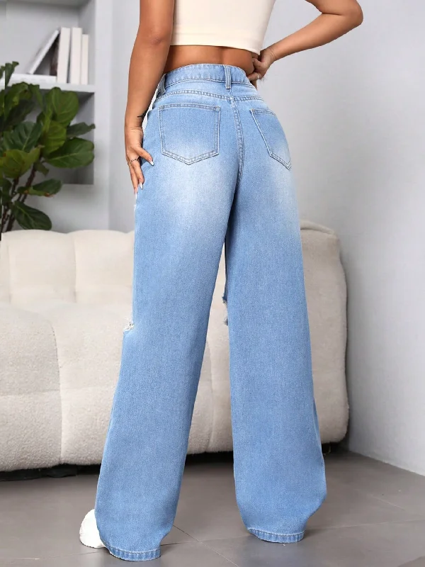 Ripped Wide Leg Jeans