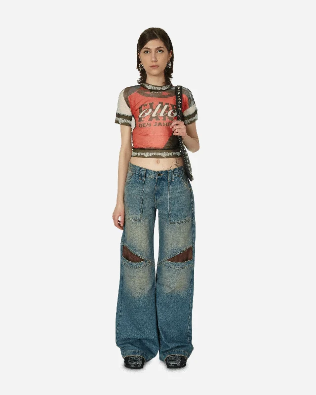 Low Rise Wide Leg Denim Pants Used Indigo Wash