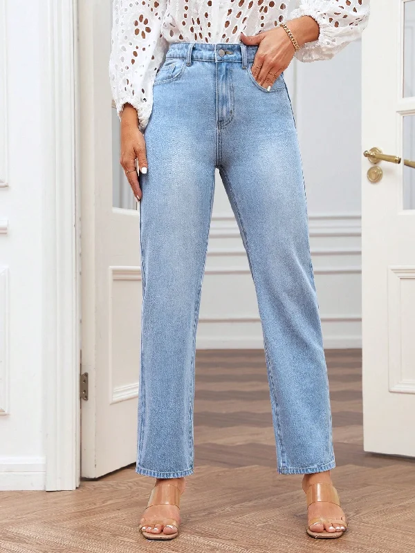 Frenchy High Waist Straight Leg Jeans