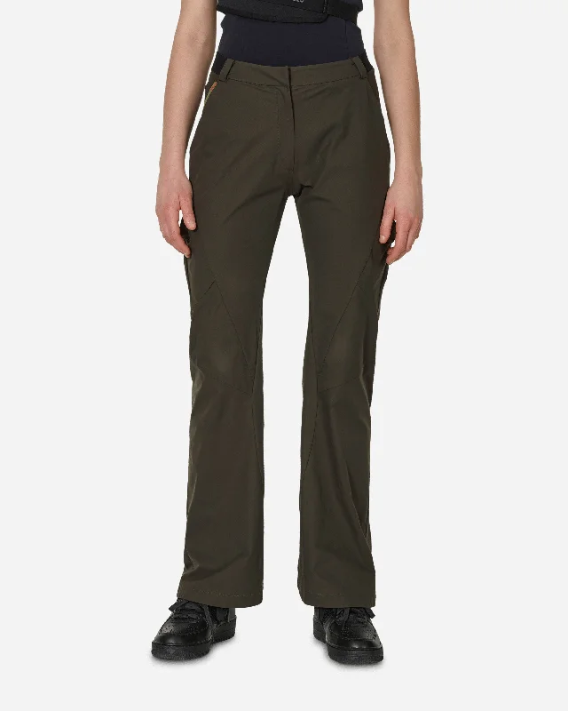 Rubber Leather Belt Pocket Pants Khaki