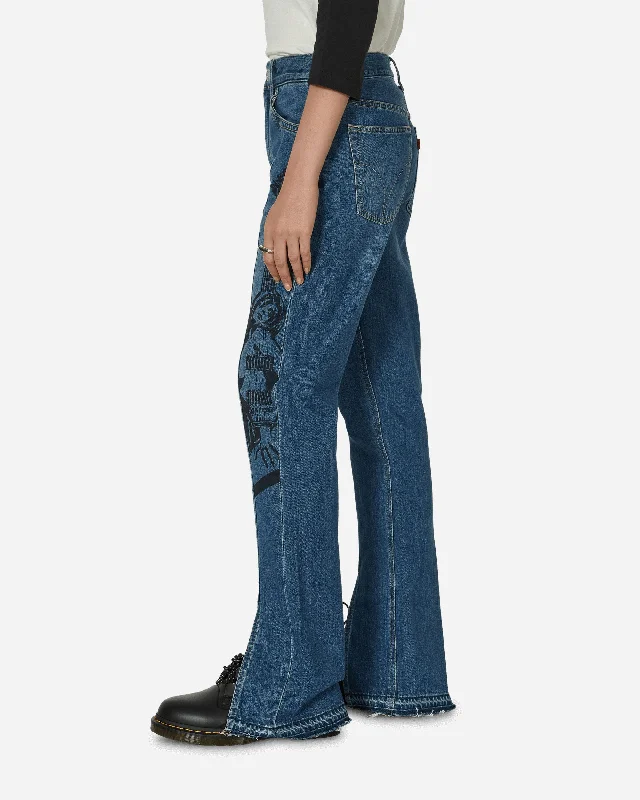 Guitar Girl Center Slit Denim Pants Indigo