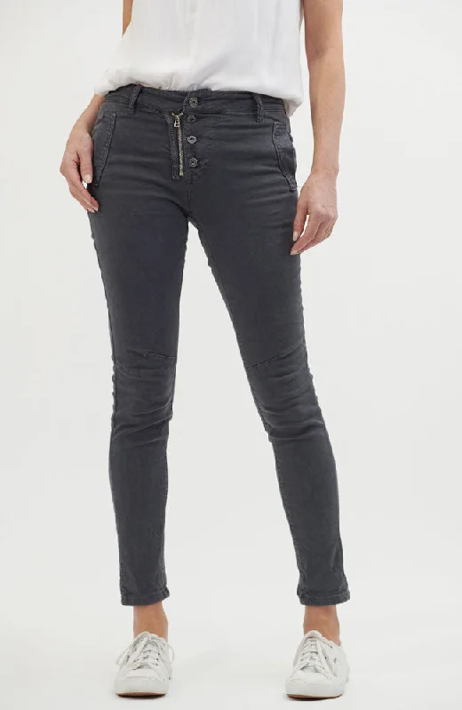 Italian Star Button Jeans - Coal