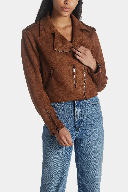 Jackie Bonded Faux Suede Moto Jacket