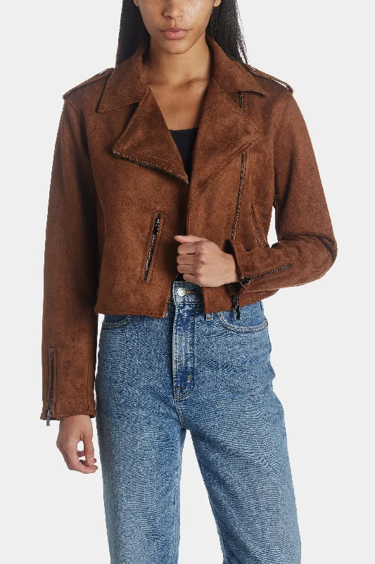 Jackie Bonded Faux Suede Moto Jacket