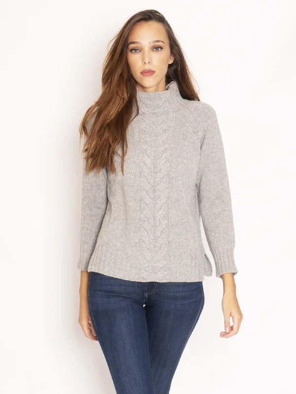 Maglia Collo Alto con Treccia - Grigio