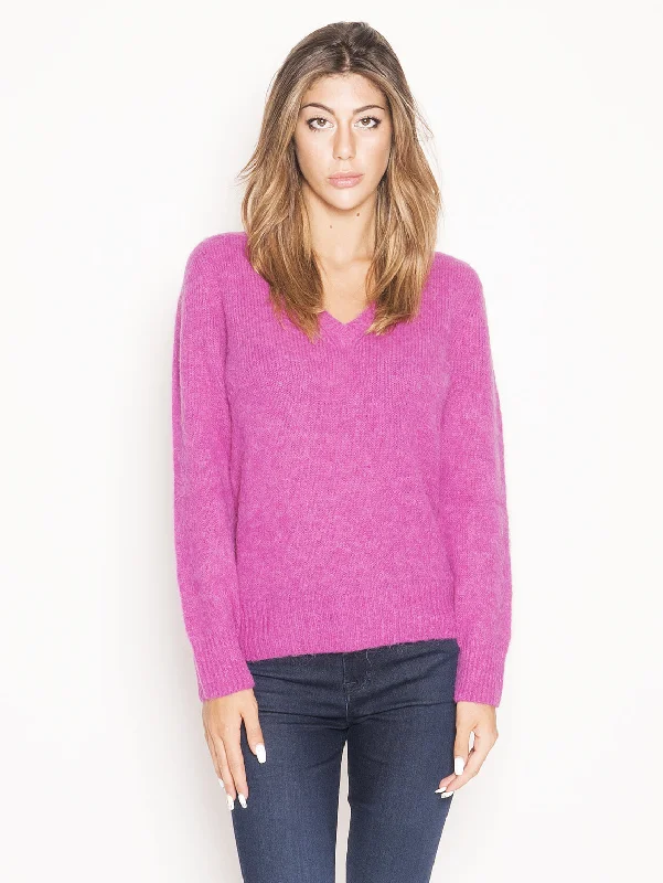 Maglia con Scollo a V Fucsia