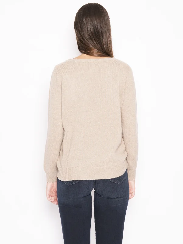 Maglia Girocollo in Lana e Cashmere Beige