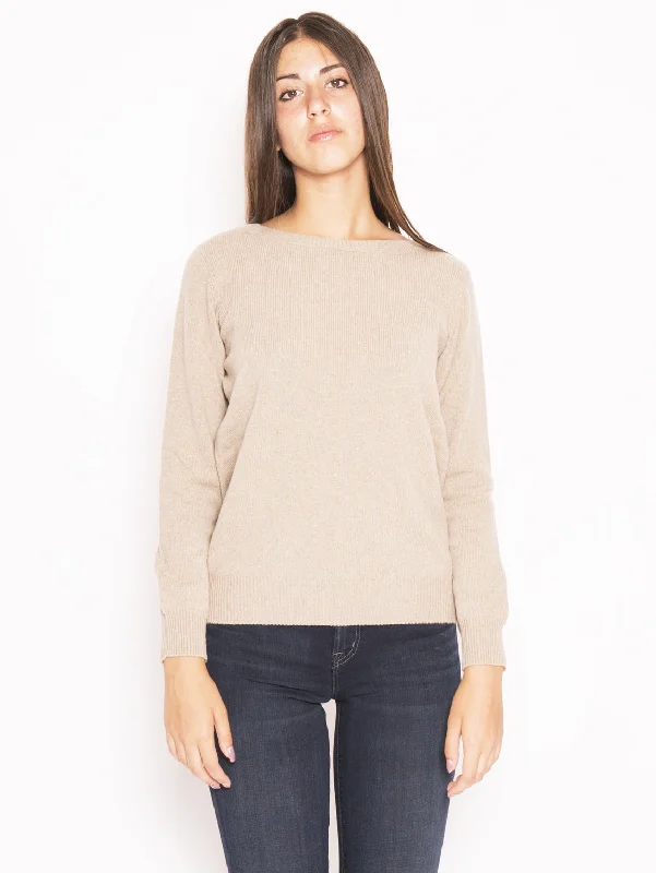 Maglia Girocollo in Lana e Cashmere Beige