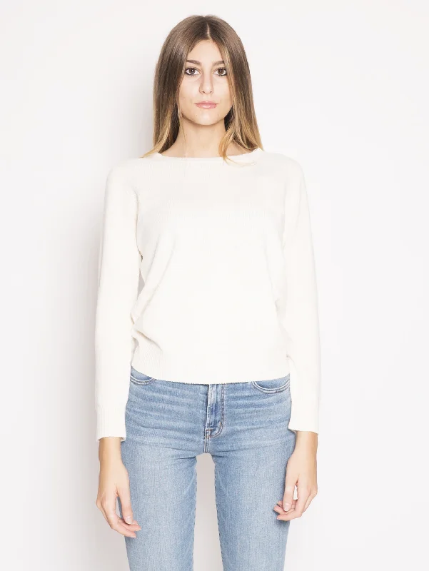 Maglia Girocollo in Lana e Cashmere Bianco