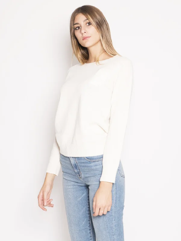 Maglia Girocollo in Lana e Cashmere Bianco