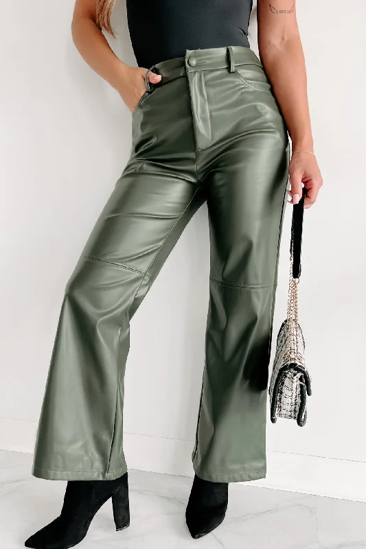 Made For The City Faux Leather Pants (Olive)