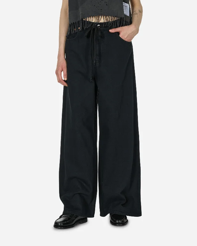 Lightweight Denim Low-Waist Trousers Black