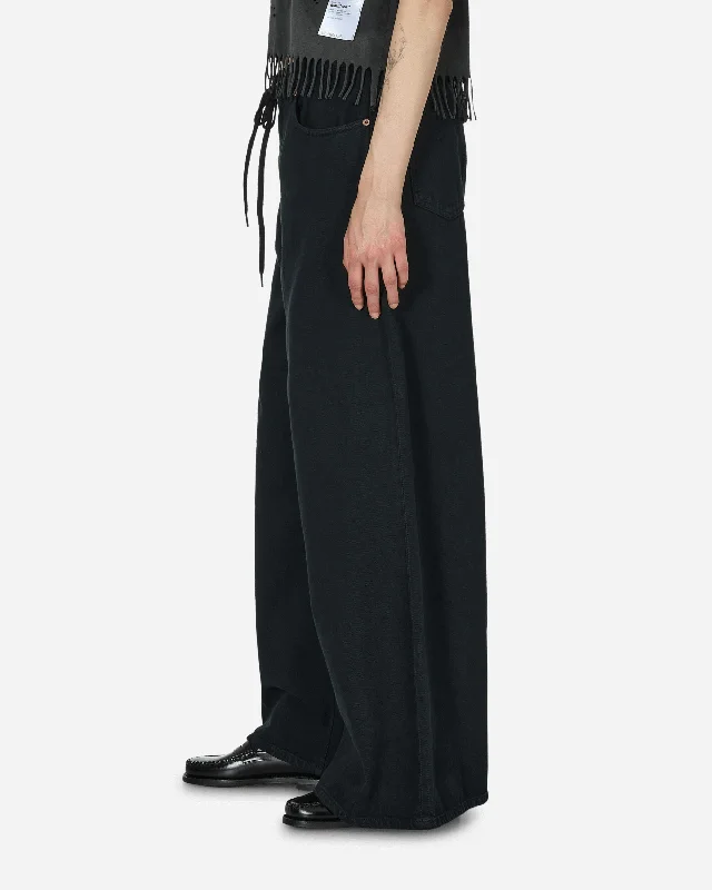 Lightweight Denim Low-Waist Trousers Black