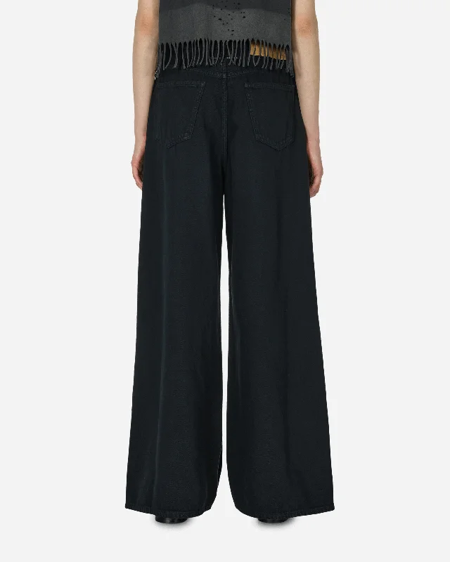 Lightweight Denim Low-Waist Trousers Black