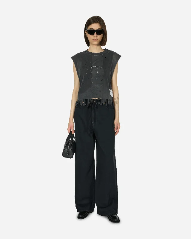 Lightweight Denim Low-Waist Trousers Black