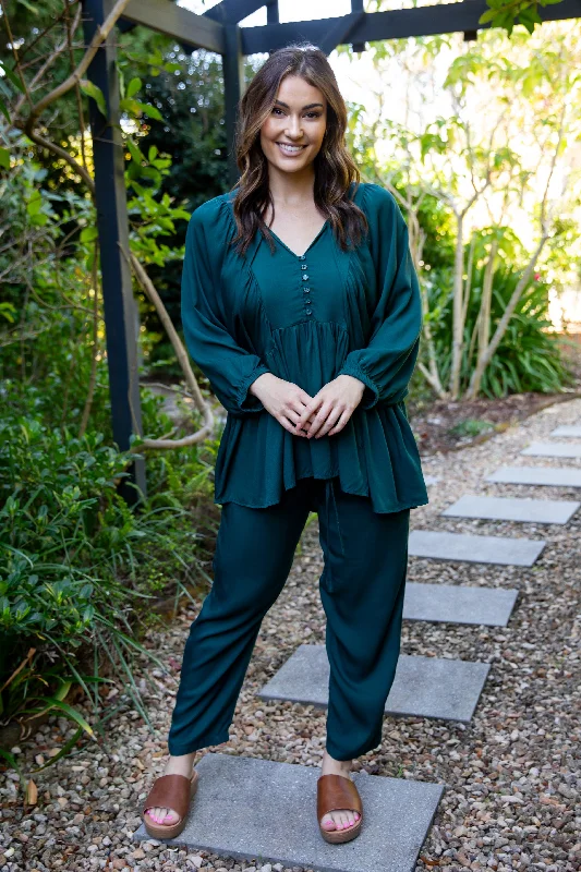 FINAL SALE Olivia Pant in Peacock Green