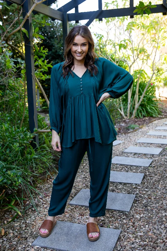 FINAL SALE Olivia Pant in Peacock Green