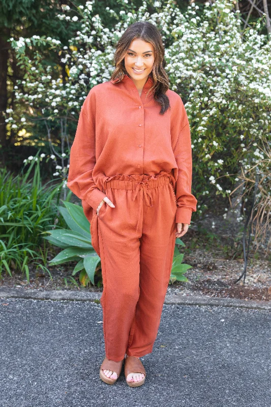 FINAL SALE Olivia Pant in Terracotta