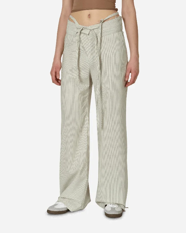 Double Fold Suit Pants Cream Pinstripe