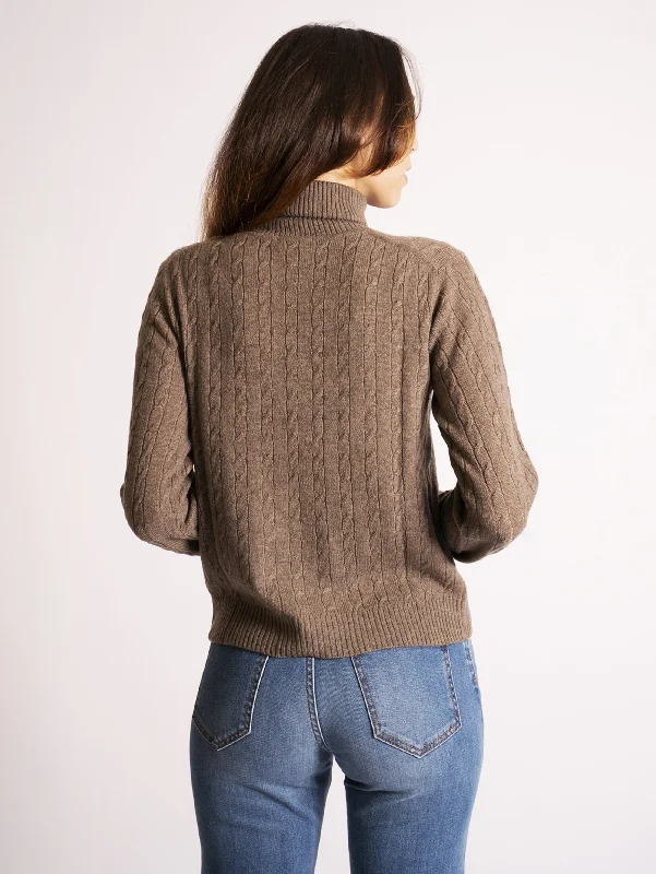 Maglia a Trecce in Cashmere Tortora