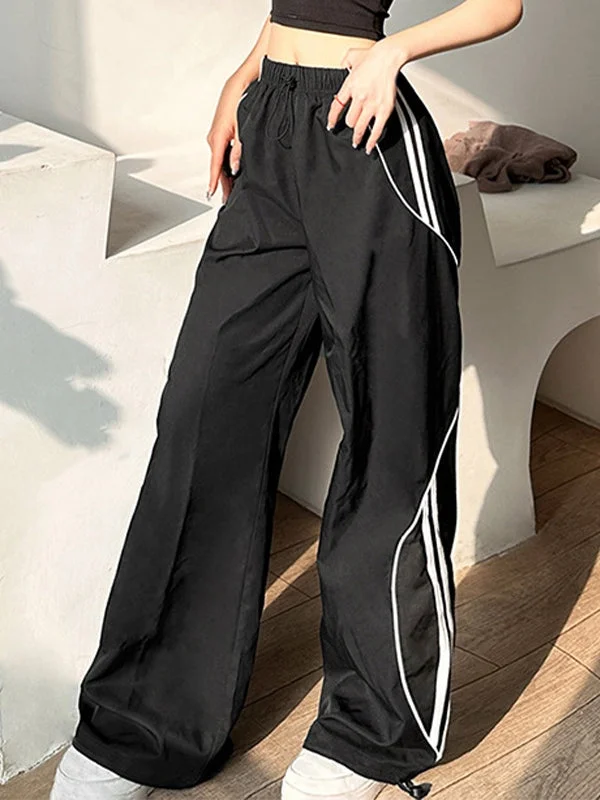 Piping Patchwork Graceful Baggy Sweatpants