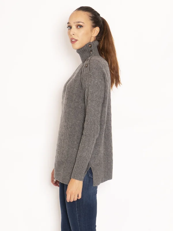 Maglia a Trecce Collo Alto - Grigio