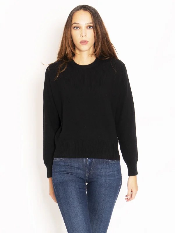 Maglia Girocollo in Lana e Cashmere - Nero