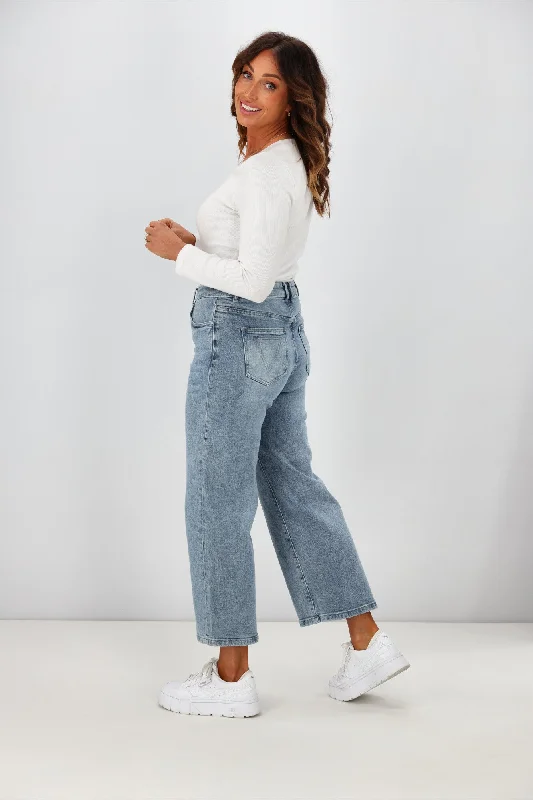 Shine On Label Mazie Wide Leg Ankle Grazer Jean