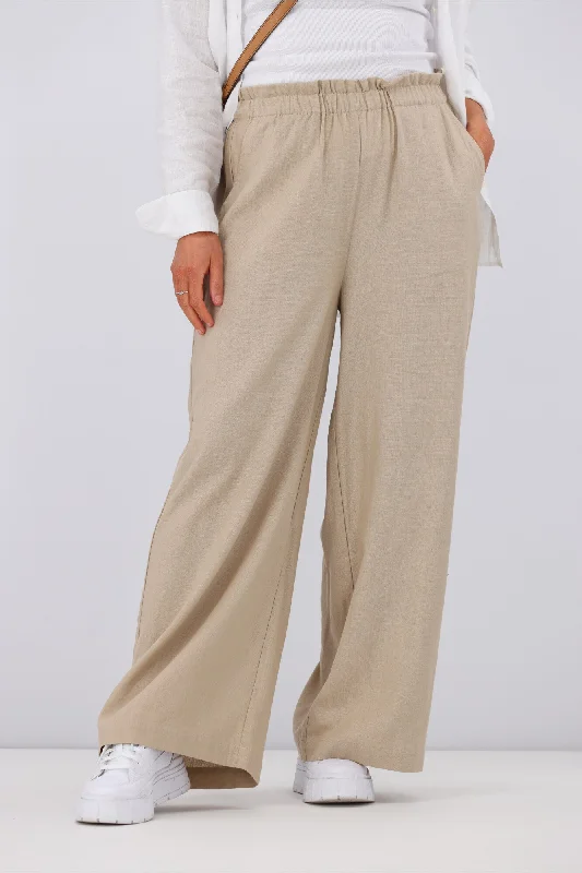 Shine On Label Oscar Linen Blend Wide Leg Pant Stone