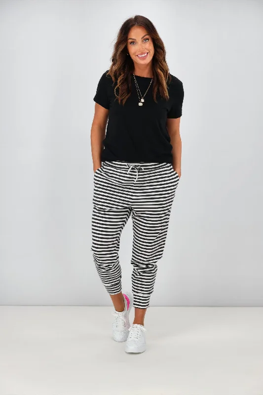 Silent Theory Falling Bricks Stripe Pant White & Charcoal