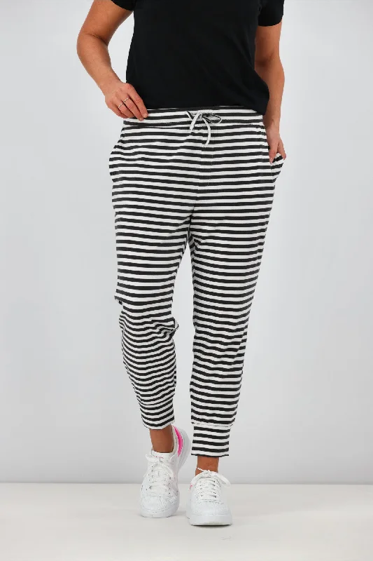 Silent Theory Falling Bricks Stripe Pant White & Charcoal