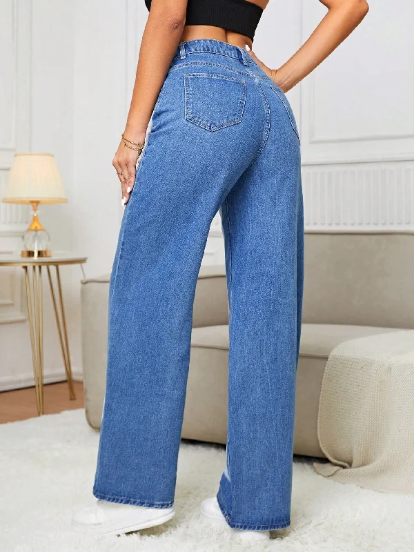 Tall Heart Print Wide Leg Jeans