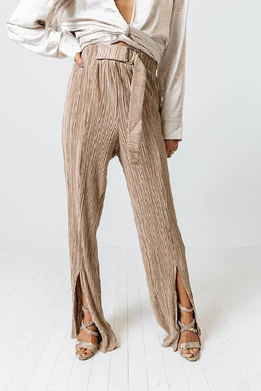 The Saleen Pleated Iced Latte Pants