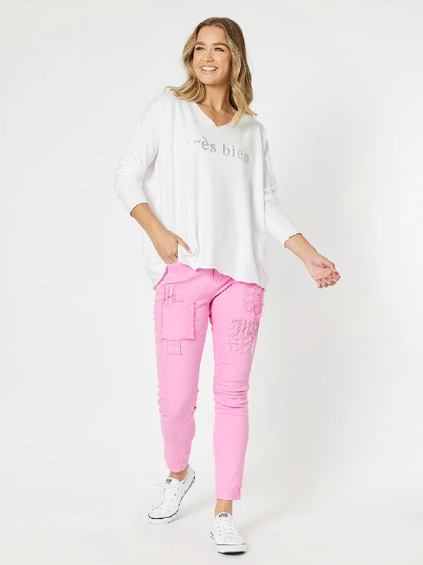 Threadz Taylor Patch Jeans Flamingo