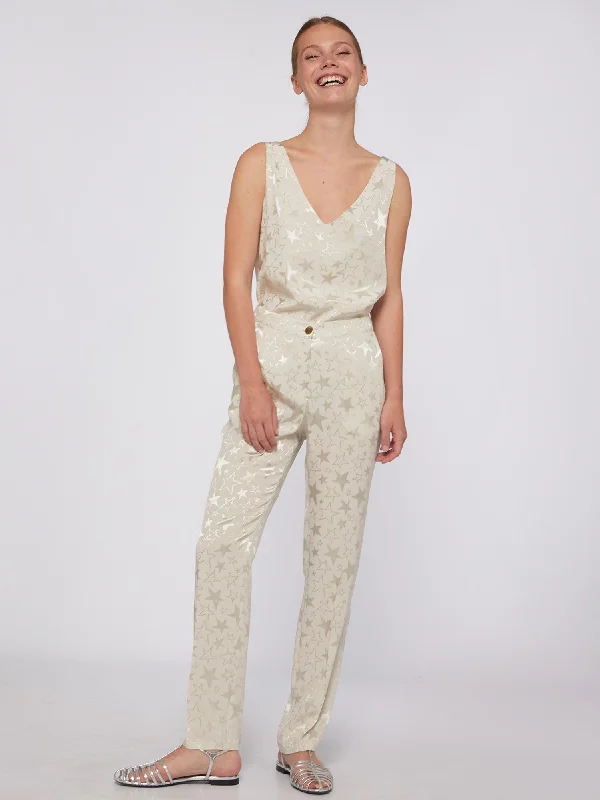 Vilagallo Tiffany Cream Star Print Trousers